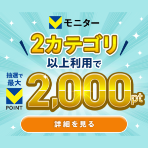 2026年8月【最大2,000pt】Vモニター2カテゴリ利用でポイントGET！