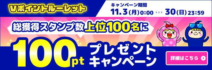 総獲得スタンプ数上位100名に100ptプレゼントキャンペーン