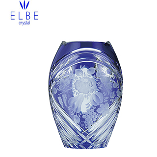 ELBE Crystal エルベ クリスタル 花瓶　ブルー エルベクリスタル 色被せ花瓶 ヴィオラ | V景品交換