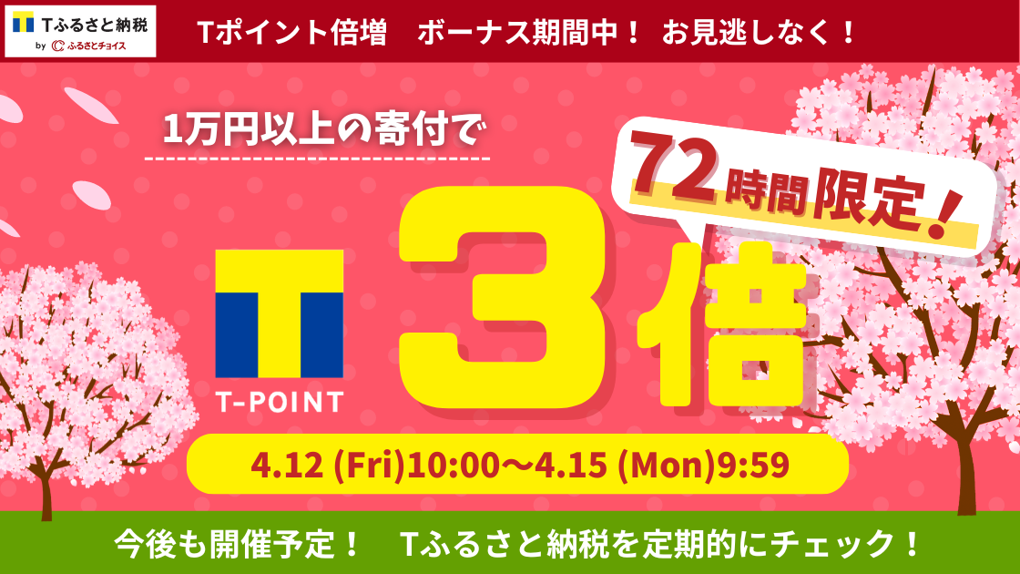 Tふるさと納税　期間限定★ポイント3倍