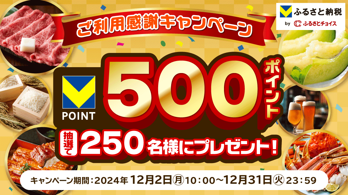 【抽選で500pt！】Vふるさと納税 ご利用感謝キャンペーン